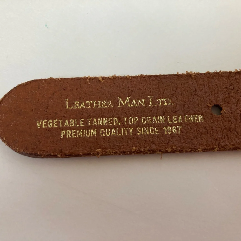 Leather Man LTD Belt Blue Leather/Brass Anchors 42